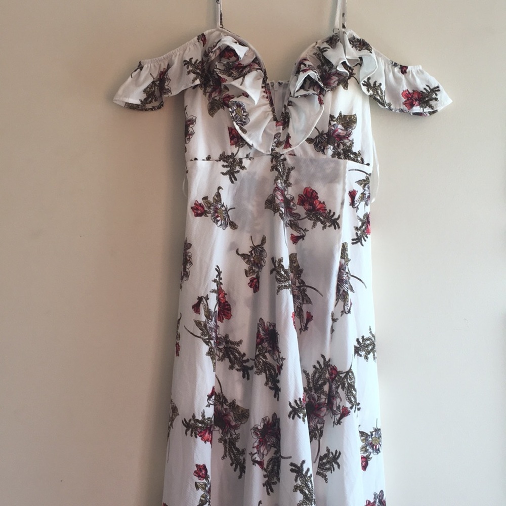 White and floral print maxi dress
